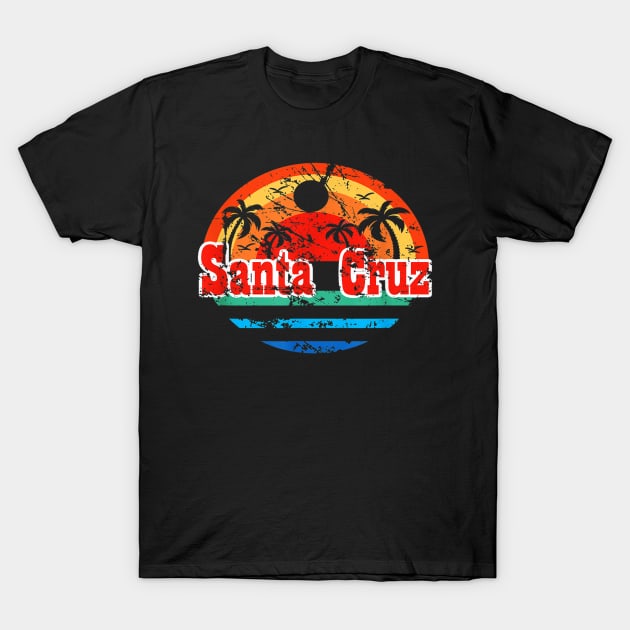 Santa Cruz Vintage Beach Sunset California T-Shirt by Christyn Evans